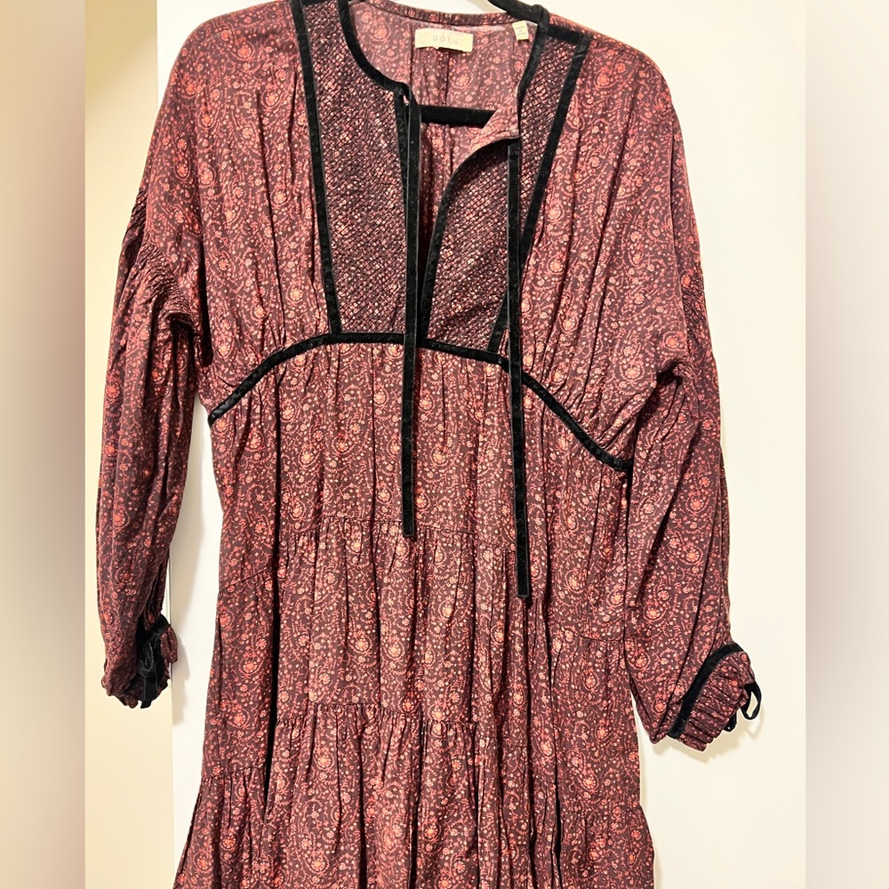 DOEN Azalea Aubergine Prairie Long Sleve Mini Dress - Picture 2 of 4